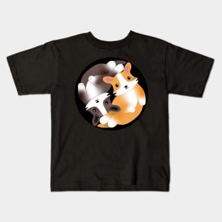 Kawaii Aesthetic Yin Yang Corgi Balance Symbol Kids T-Shirt